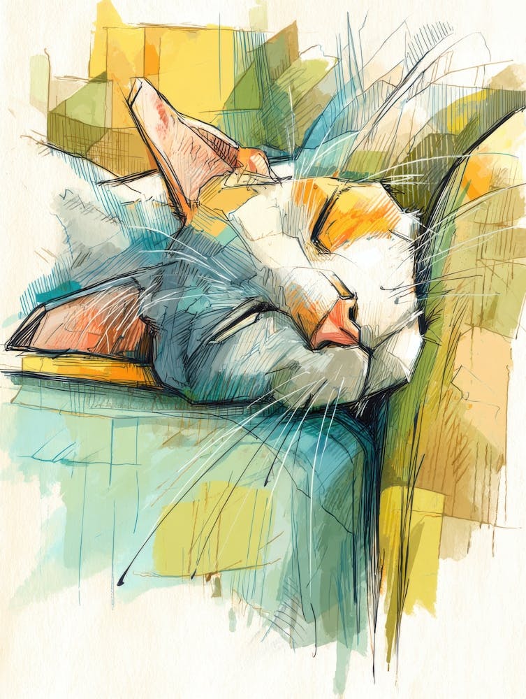 Watercolor Cat On The Couch 13