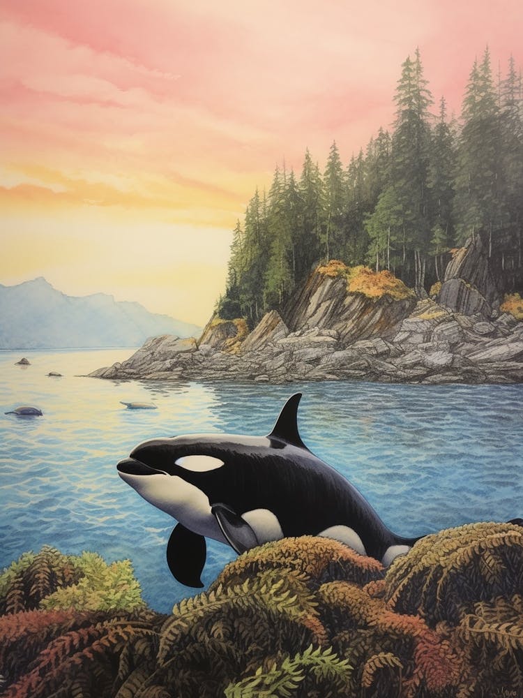 Realistic Orca Whale Storybook Style Illustration 4