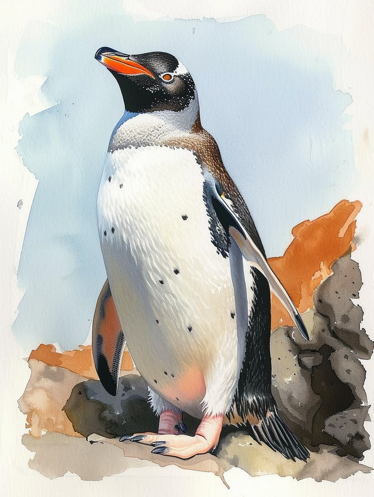 Humboldt Penguin Deception Island Watercolour Painting 1
