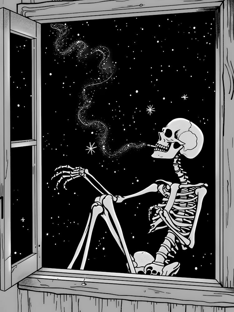 Skeleton Sitting In A Window