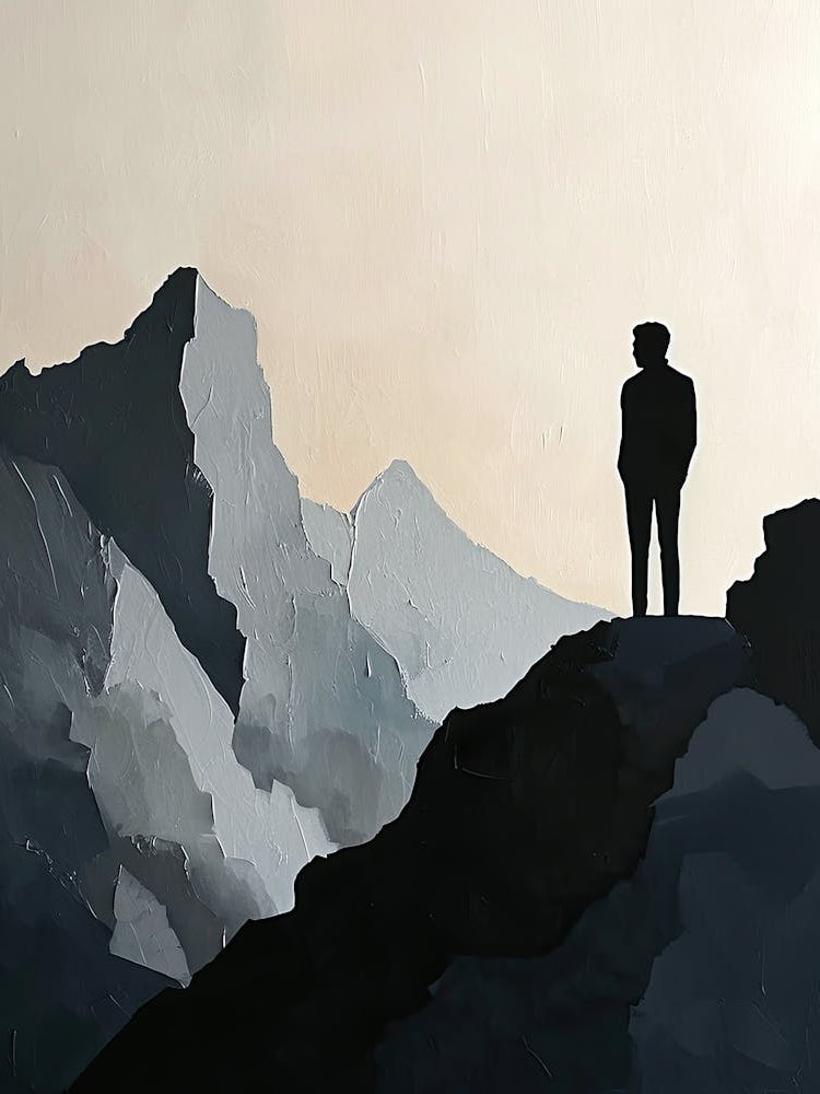 Man Standing On Top Of Mountain, Minimalism