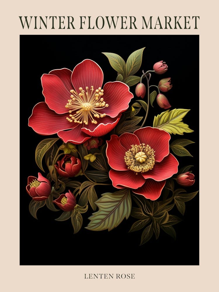 Lenten Rose 1 Winter Flower Market Poster