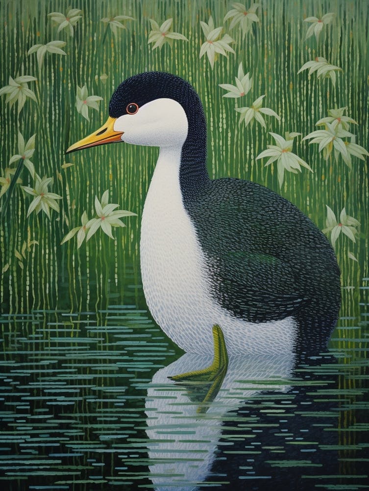 Ohara Koson Inspired Bird Painting Coot 4