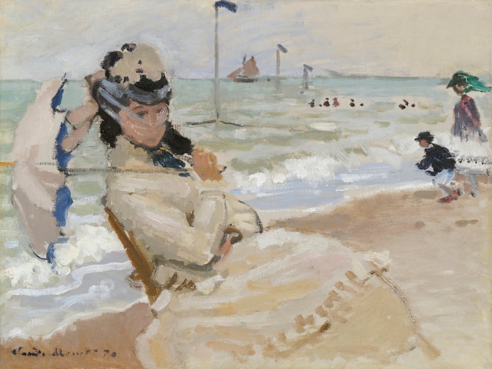 Camille On The Beach In Trouville (1870), Claude Monet