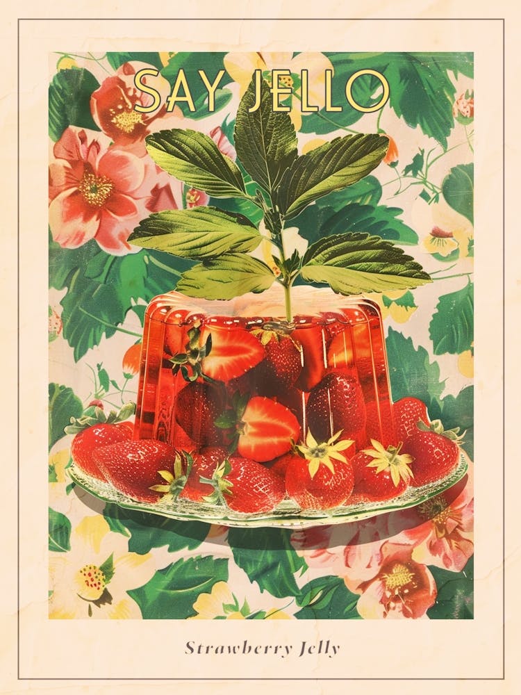 Strawberry Jelly Retro Collage 1 Poster