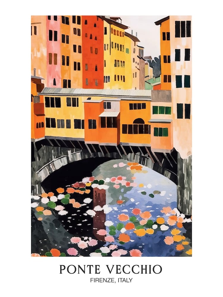 Ponte Vecchio, Florence Italy Colourful 2 Travel Poster