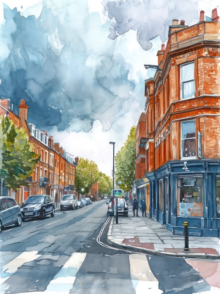 Hackney London Borough   Street Watercolour 1