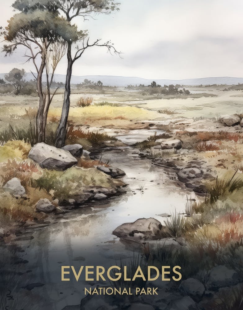 Everglades National Park Watercolour Vintage Travel Poster 3