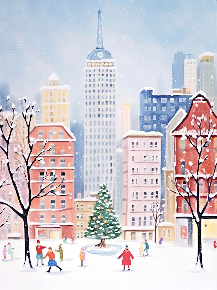 New York City Snow Travel Christmas Painting
