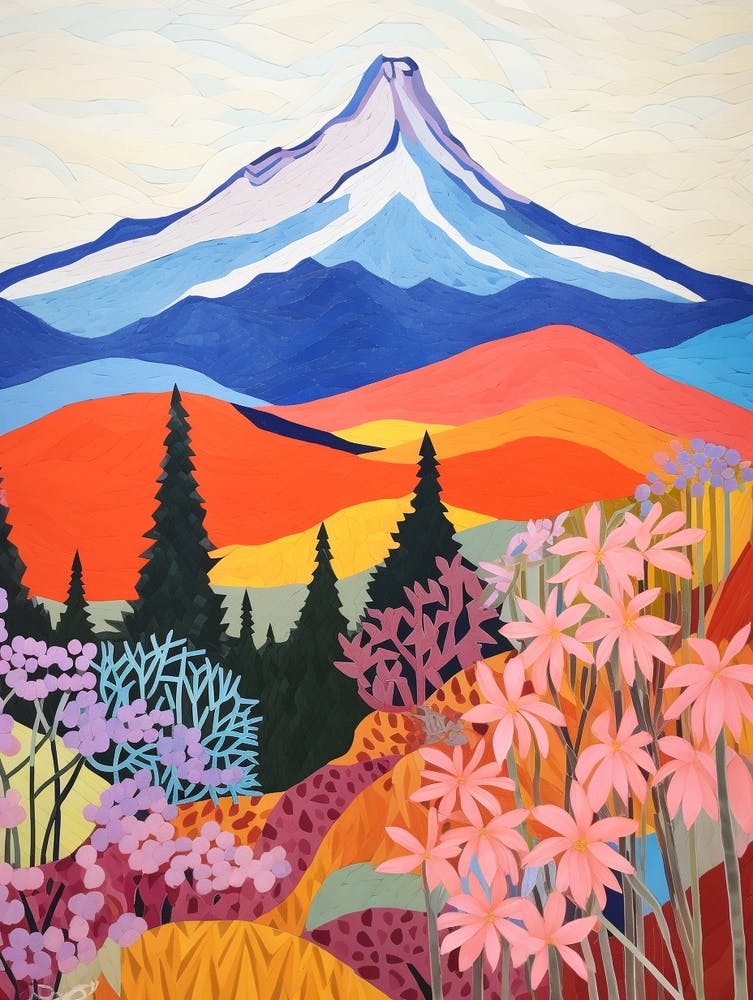 Mount Hood United States 1 Colourful Mountain Illustration