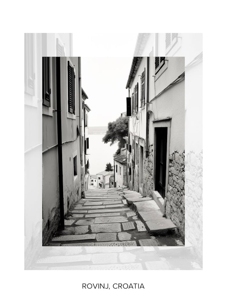 Poster Of Rovinj, Croatia, Black And White Old Photo 2