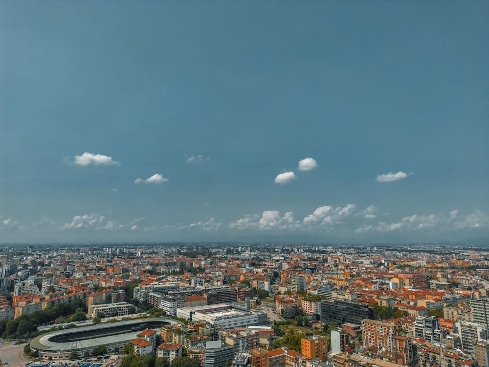 Aerial view of Milan city