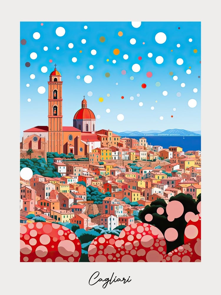 Poster Of Cagliari, Italy, Illustration In The Style Of Pop Art 1