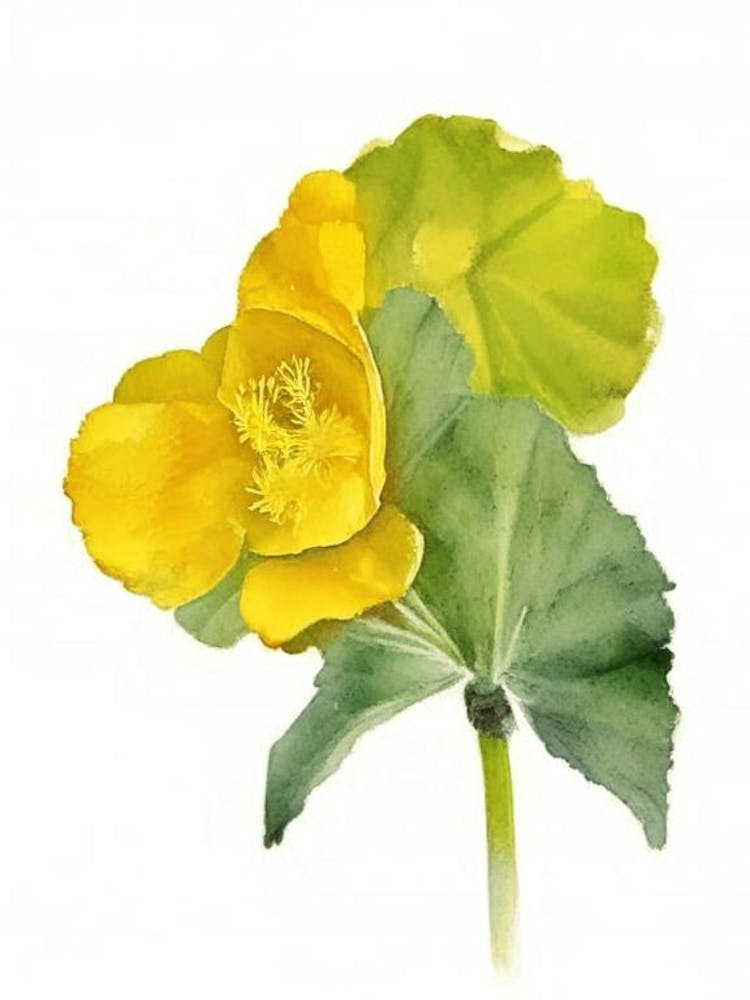 Marsh Marigold Wildflower Watercolour 2