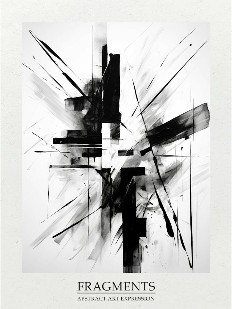 Fragments Abstraits Noir et Blanc 2 - Affiche