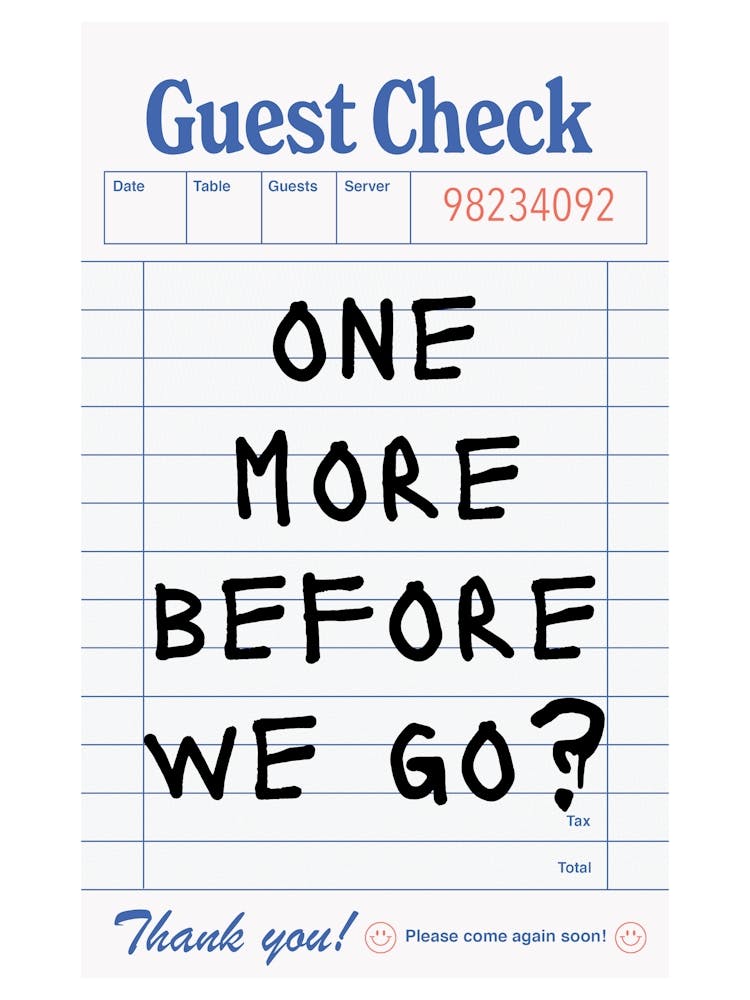 One More Cocktail Guest Check Poster