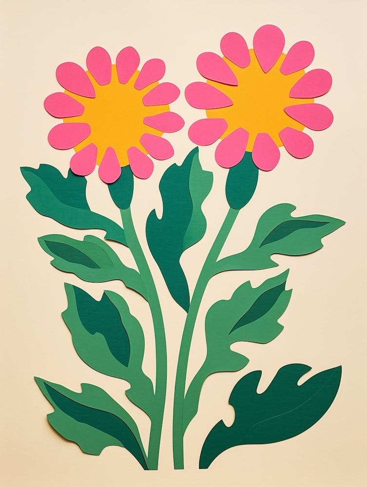 Blumige Scherenschnitt-Kunst Ringelblume