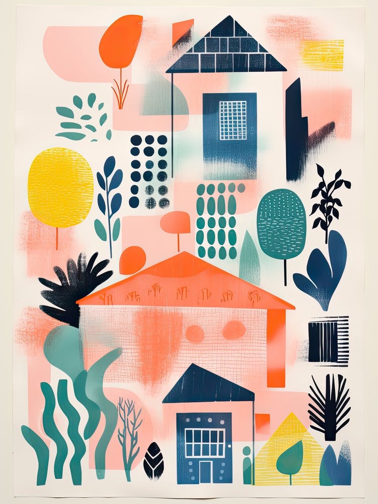 A House In Australia, Abstract Risograph Style 1