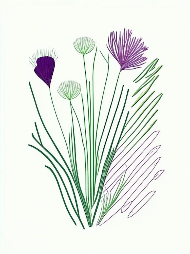 Chives Spices And Herbs Minimal Line Drawing 1