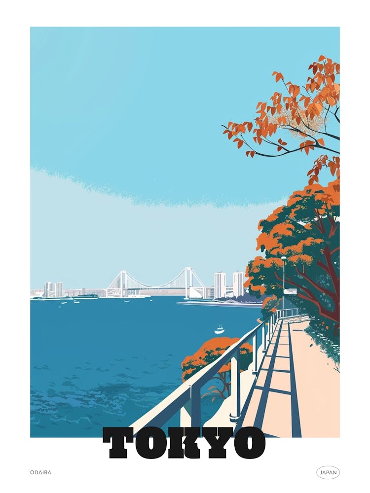 Odaiba Tokyo 2 Affiche d'Illustration Colorée