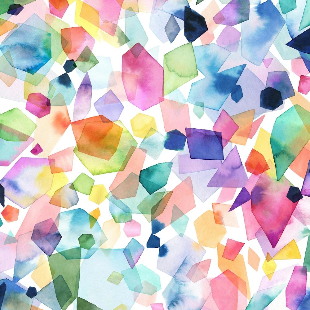 Colorful Watercolor Crystals And Gems Square