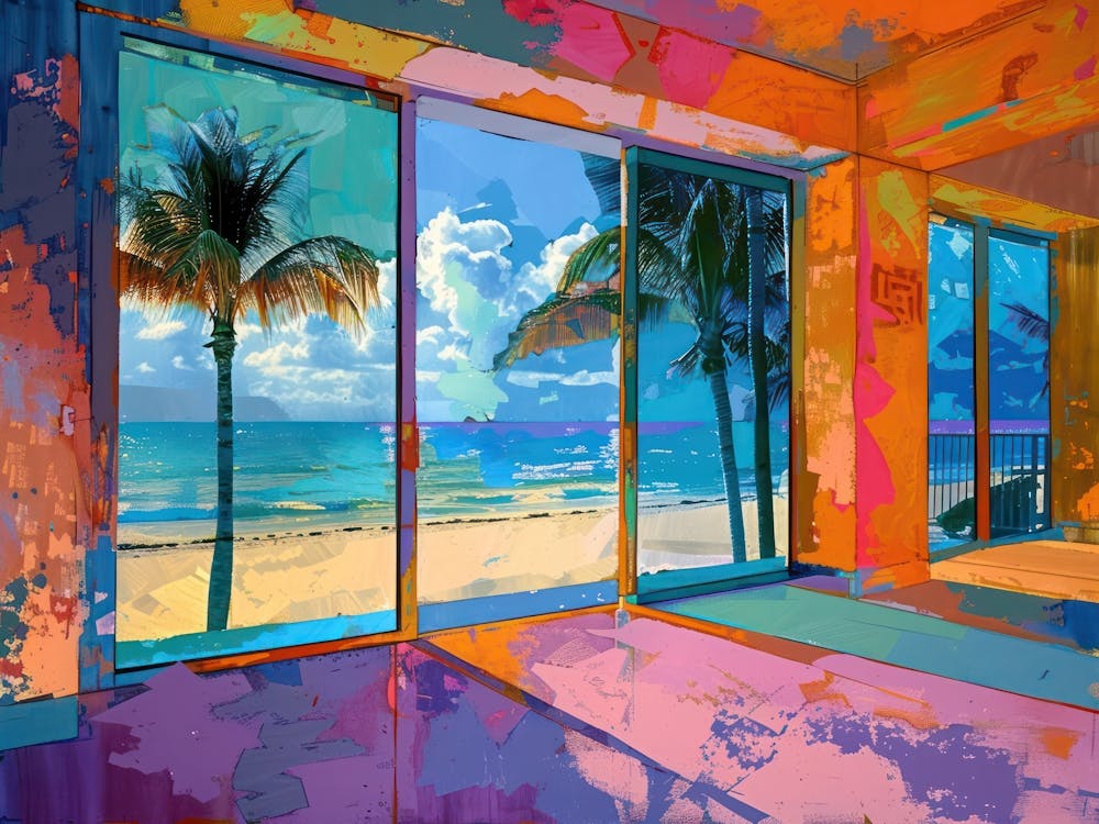 Miami Beach From The Window View Painting 2