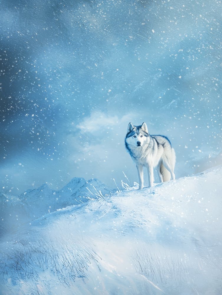 Wolf In The Snow. Generated with AI. 2