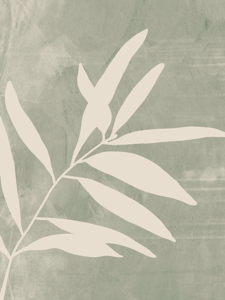 Abstract Green Botanical, Boho Sage Green Leaf