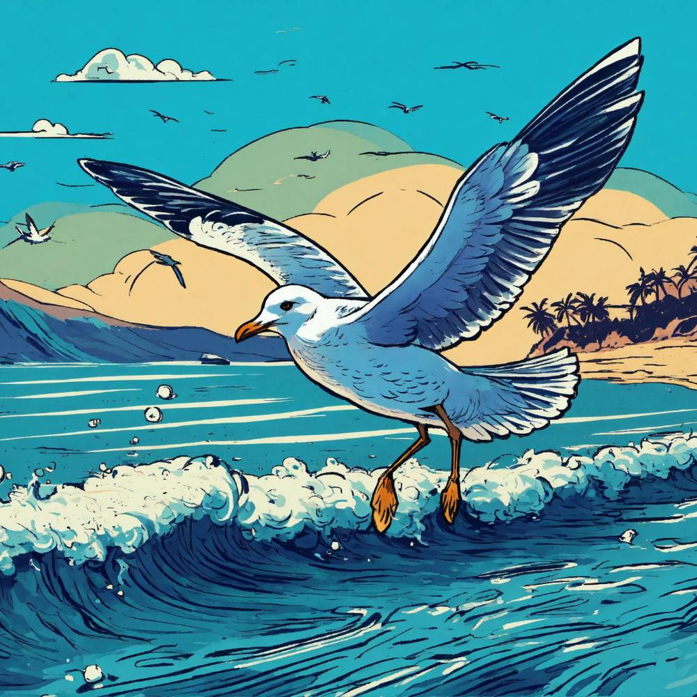 Seagull Flying Over The Ocean
