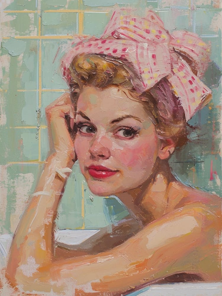 Retro Pinup Bath Painting  1