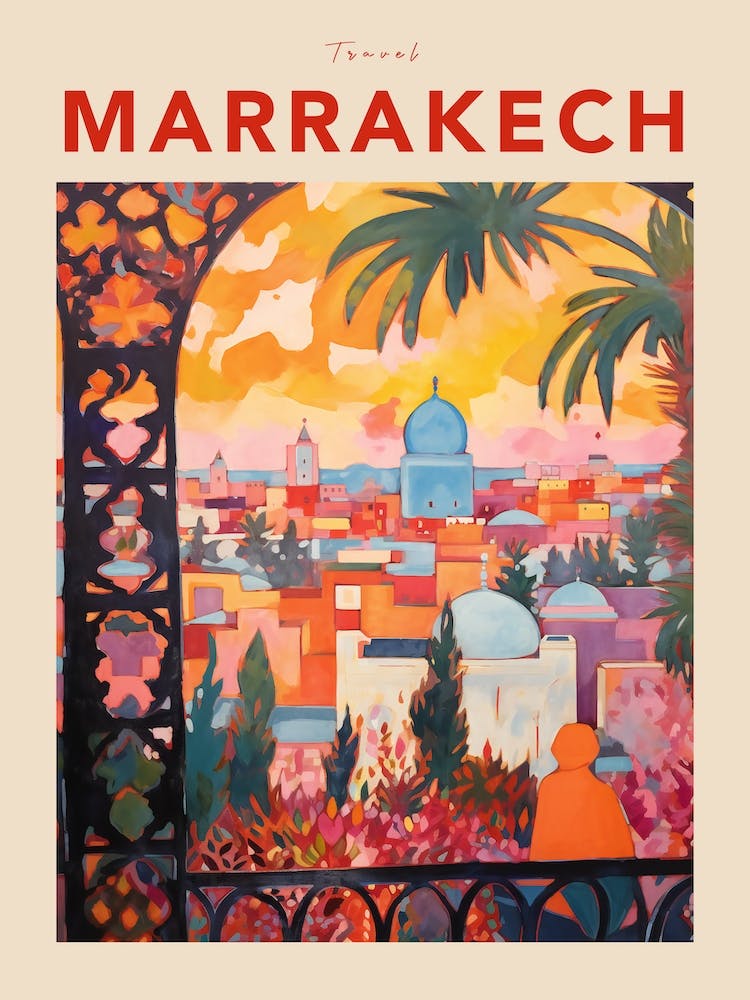 Marrakech Morocco 2 Fauvist Travel Poster