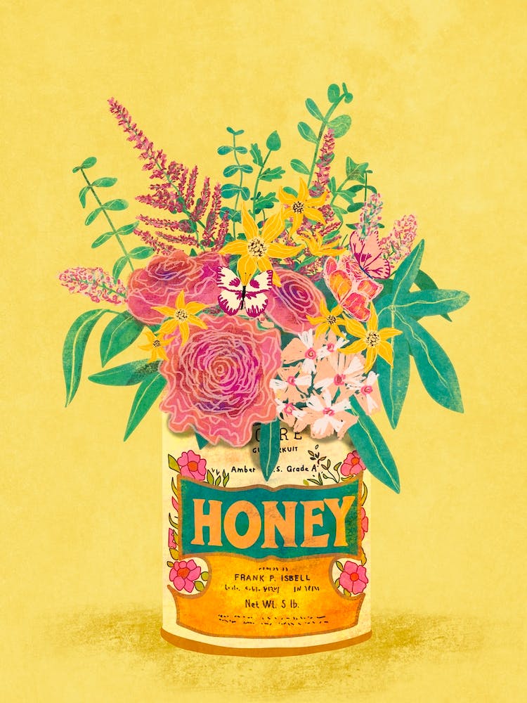 Flowers In A Honey Can