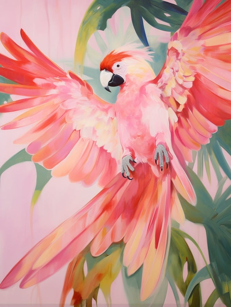Pink Ethereal Bird Painting Macaw 10