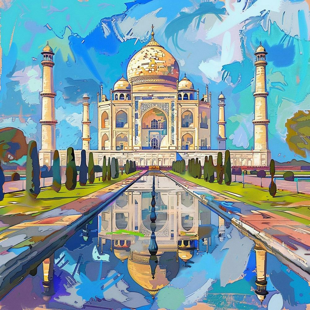 A Taj Mahal In Agra Expressive Strokes Illustrat 1719953822 2
