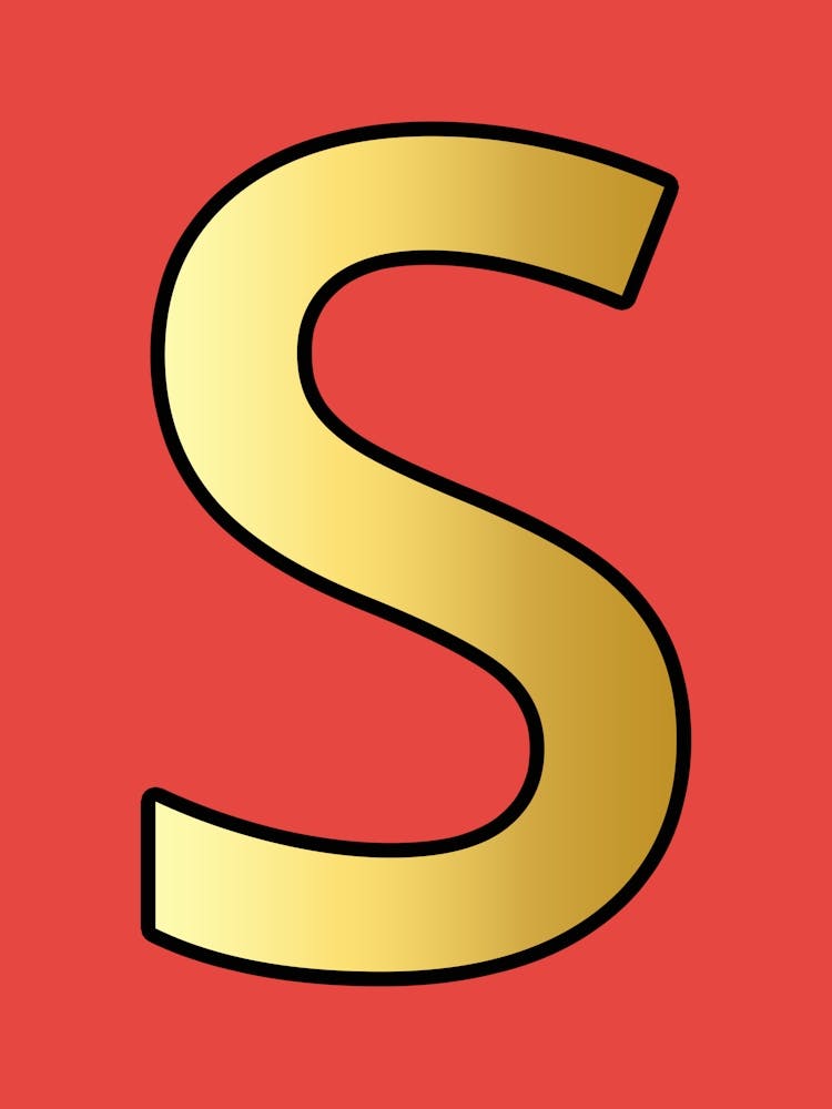 Letter S Gold Alphabet Red
