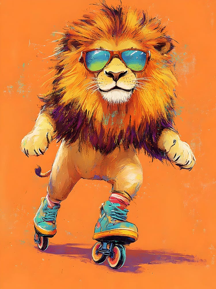 Lion On Roller Skates