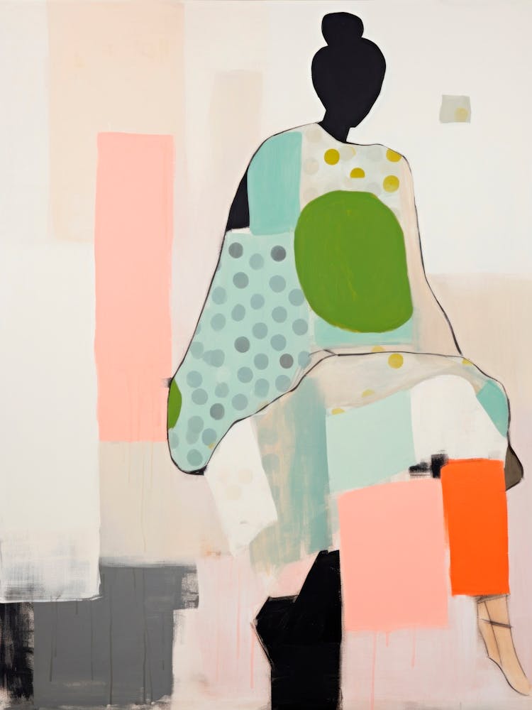 Woman Sitting on a Chair. Abstract Painting
