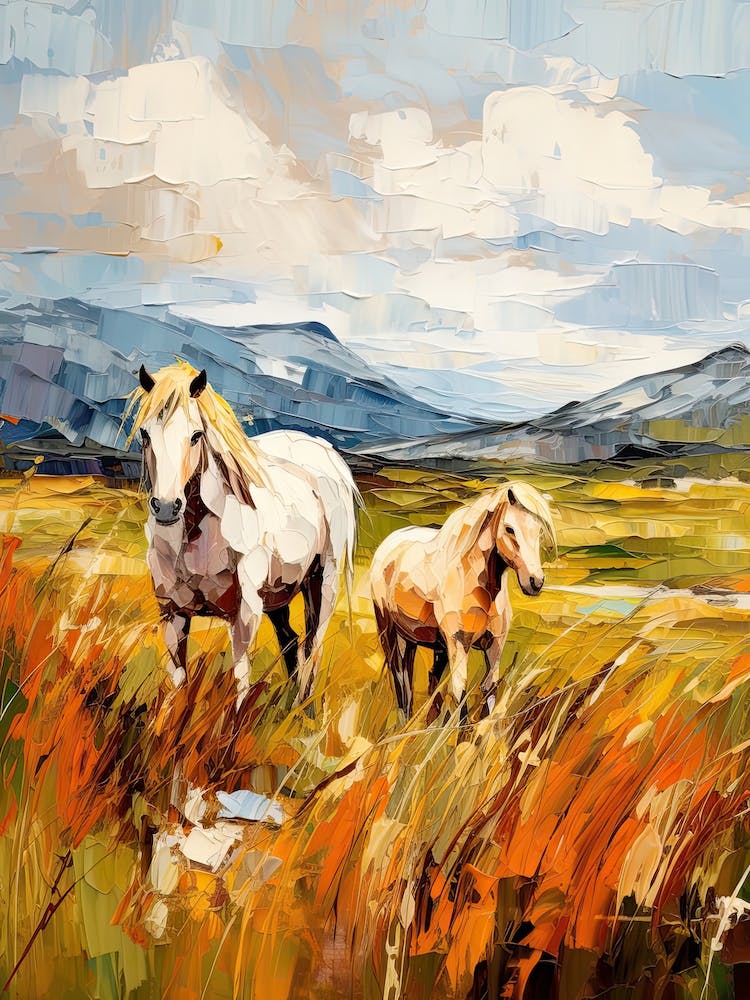 Horses Painting In Scottish Highlands, Scotland 3