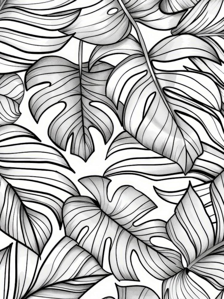 Seamless Pattern Of Tropical Leaves 1