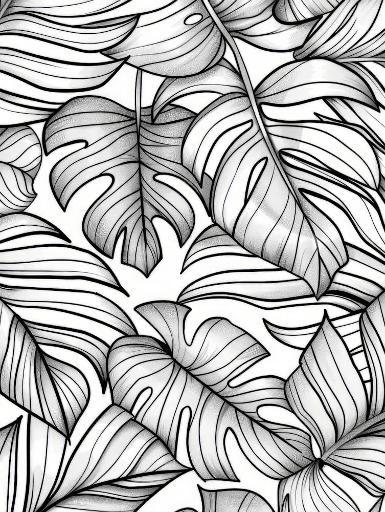 Seamless Pattern Of Tropical Leaves 1