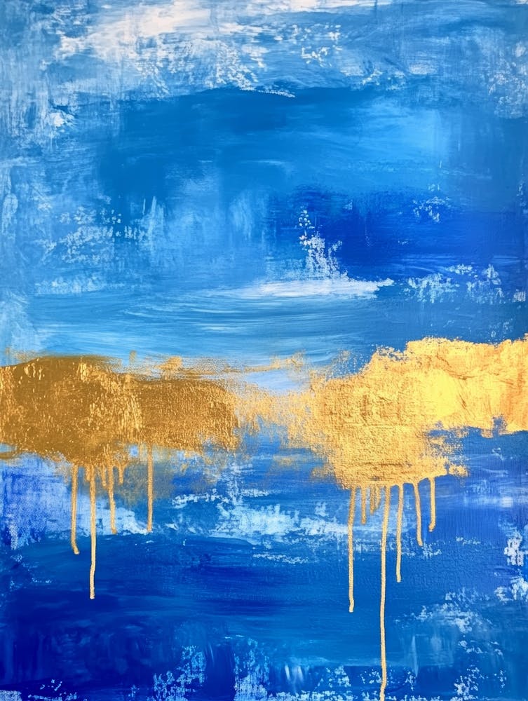 Gold And Blue Abstract Painting 13