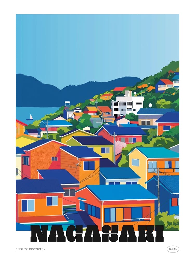Nagasaki Japan 4 Colourful Travel Poster