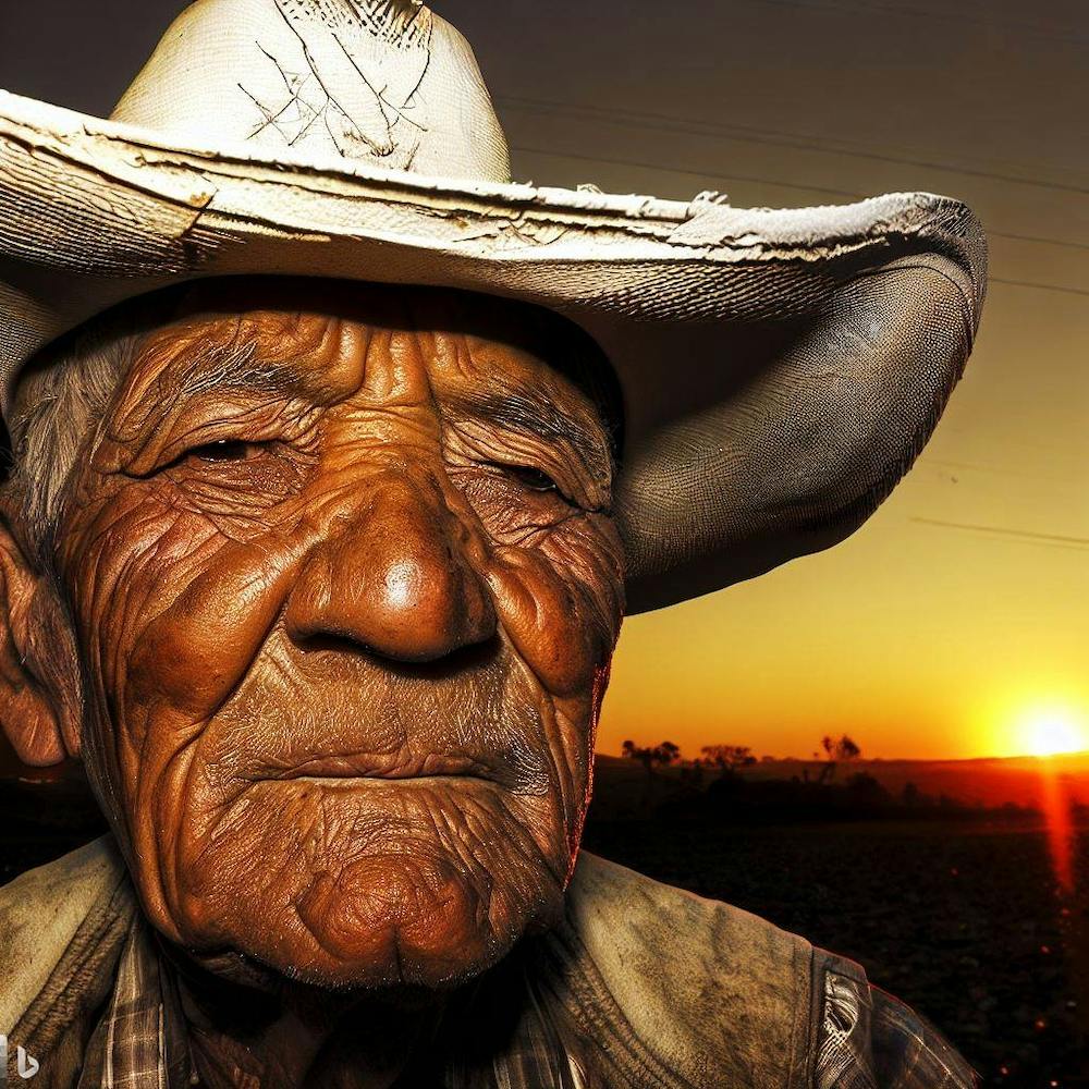 Field Hand At Sunset