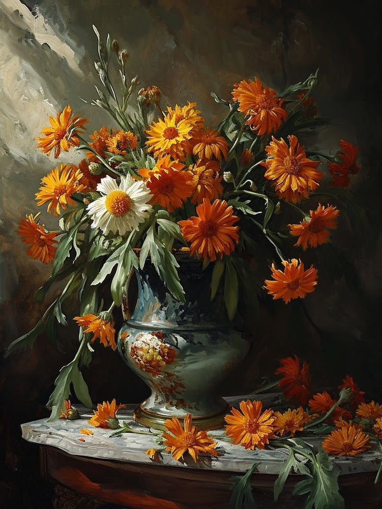 Baroque Floral Still Life Calendula 2