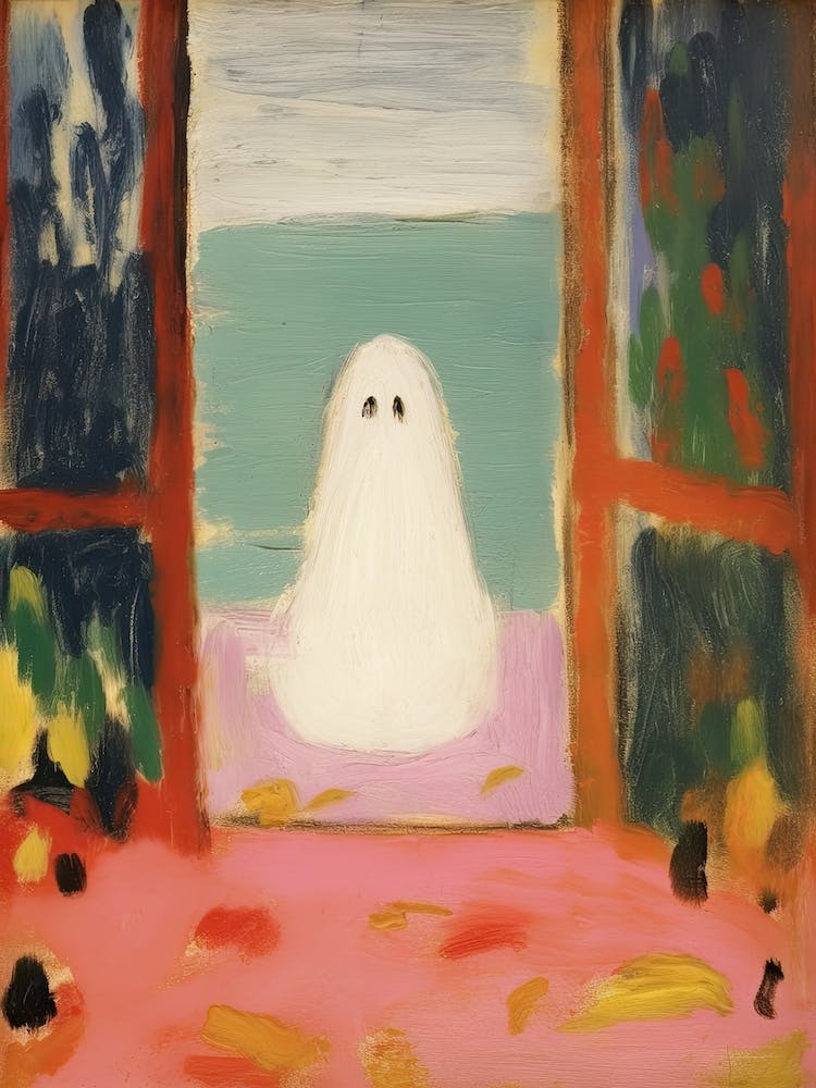 Offenes Fenster Mit Einem Geist, Matisse-Stil, Gruseliges Halloween 2