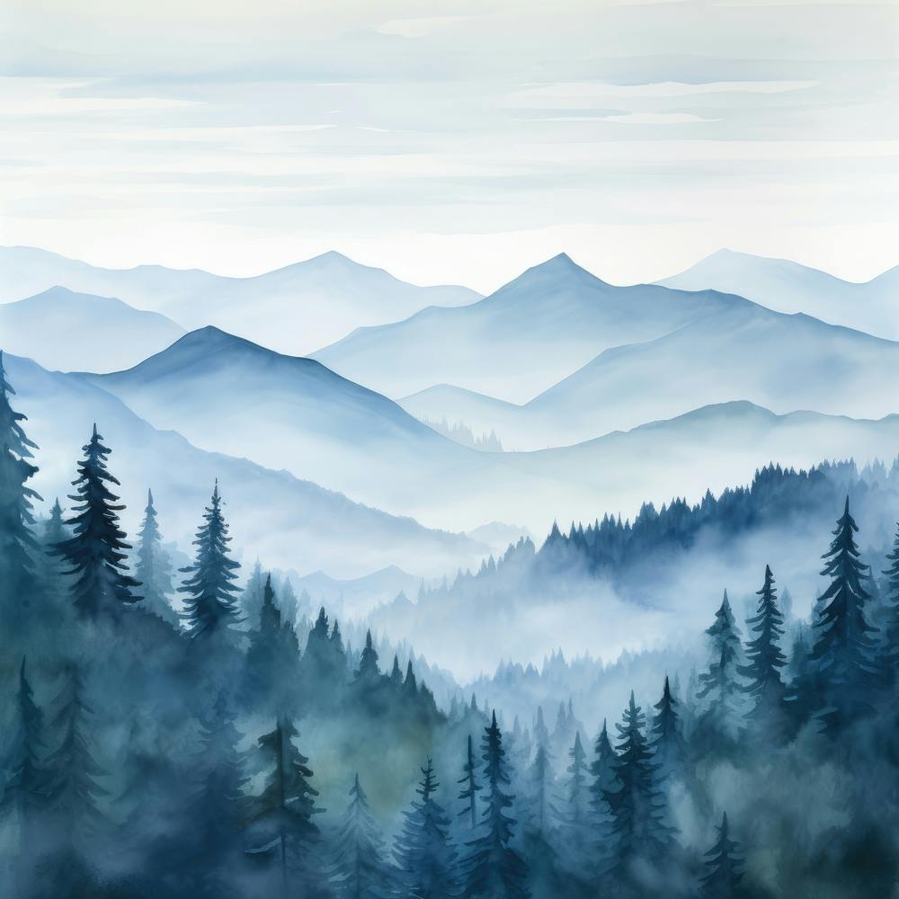 Watercolor Of Mountains