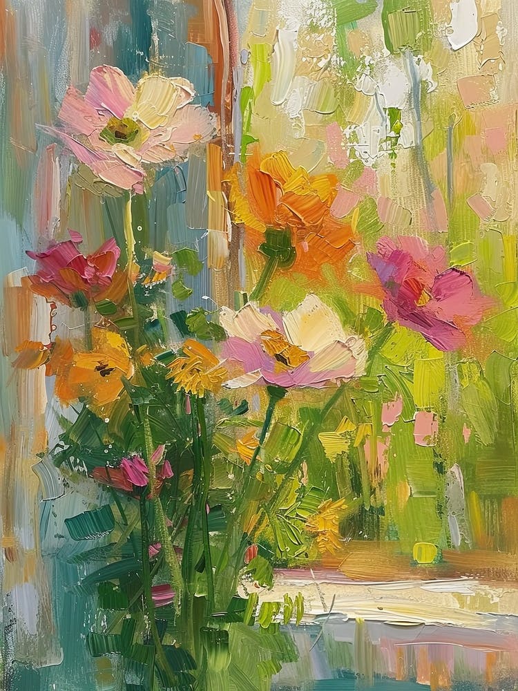 Pansy Flowers On A Cottage Window 1