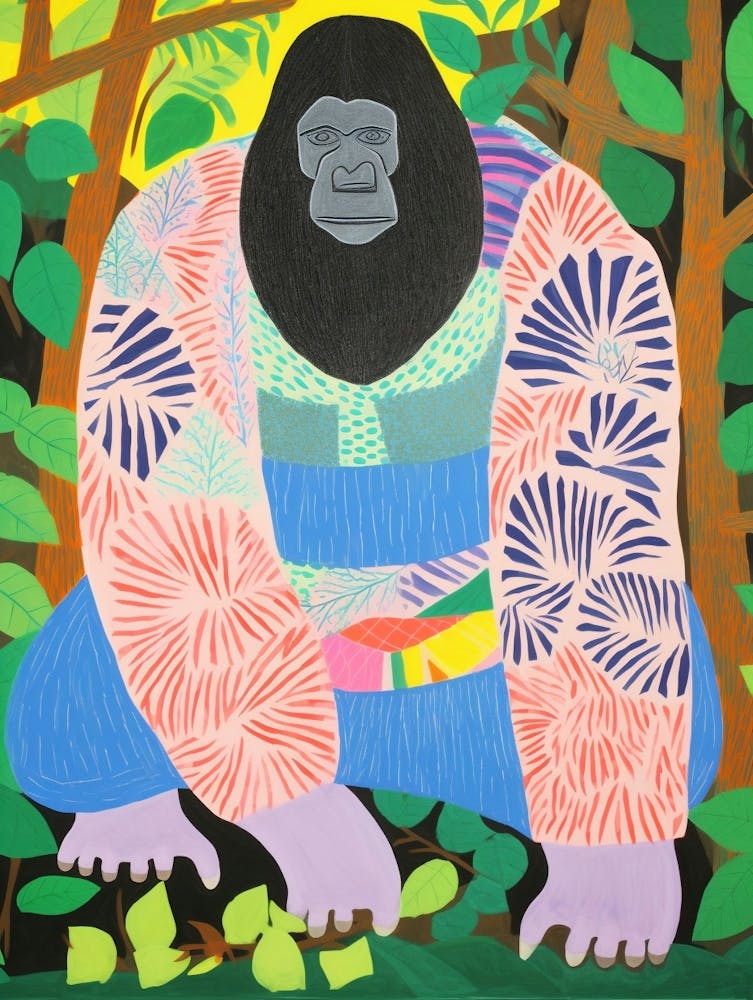 Maximalist Animal Painting Silverback Gorilla 2