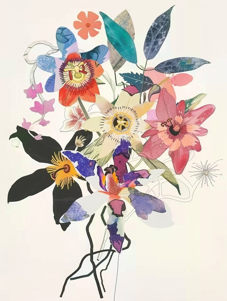Passionflower 2 Collage Flower Bouquet