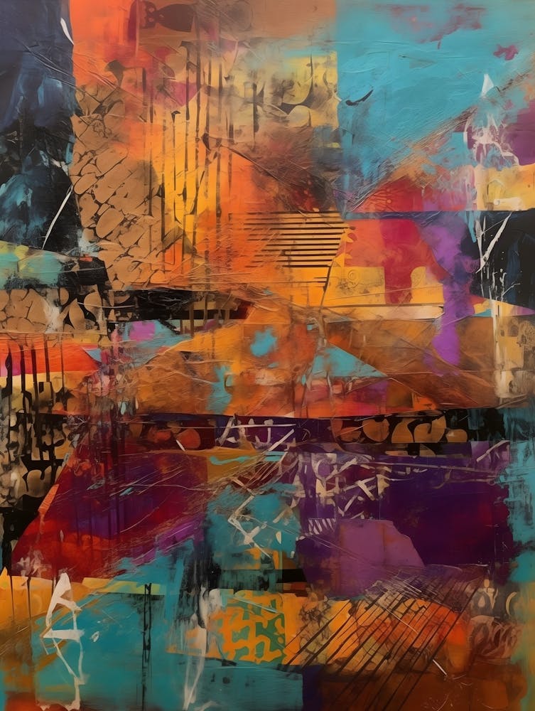 The Best, Abstract Collage In Pantone Monoprint Splashed Colors